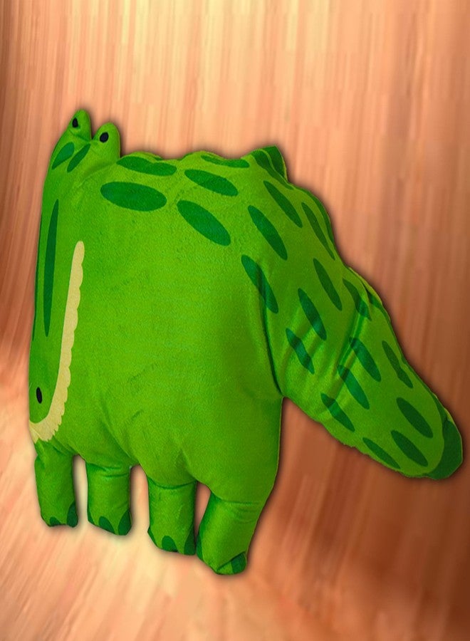 DREAMVIO Velvet Plush Pillow/Toy Figure/Animal Shape Soft Toy/Cartoon Printed/Toys for Baby & Kids/Pillow - 24 X 16 Inch (Green, Dvanimalp0007)